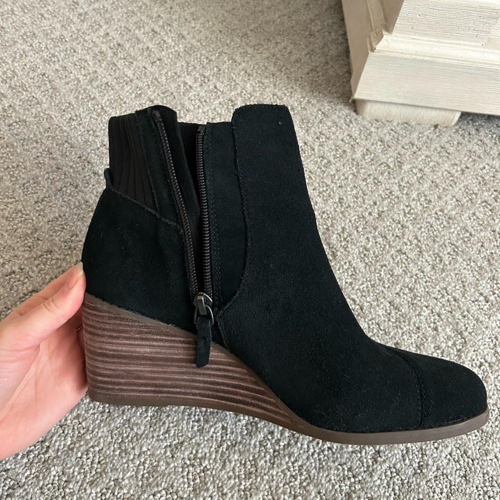 Toms Black Suede Ankle Booties